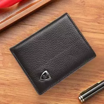 Мужской кошелек из искусственной кожи с отделением для наличных денег, карманами для карт, мини-двойной кошелек, держатель для кредитных карт для бизнеса кофейный
