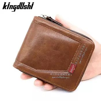 Мужской кошелек из кожи, воск, масляный кошелек для мужчин, кошелек для монет, короткие мужские кошельки с держателем для карт, кошелек на молнии вокруг денег, кошелек для монет чёрный