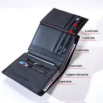 Мужской кошелек из натуральной кожи - держатель для кредитных карт с несколькими отделениями, европейский и американский стиль, скидка 30%, горячая распродажа чёрный