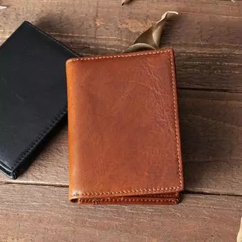 Мужской кошелек из натуральной кожи, кошелек в стиле ретро, кошелек из коровьей кожи для удостоверения личности, кредитной карты, дизайнерский держатель для карт коричневый