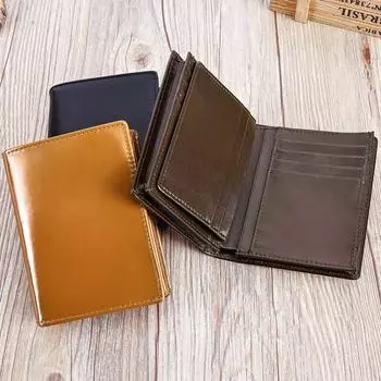 Мужской кошелек из натуральной кожи с зажимом для денег и защитой от кражи, винтажный кошелек из коровьей кожи с изображением головы коричневый