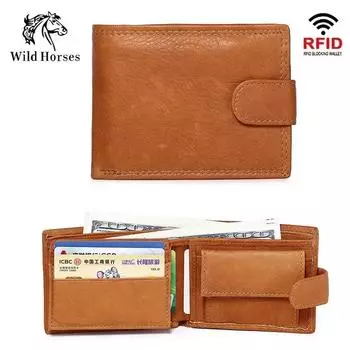 Мужской кошелек из натуральной кожи с карманом для монет, защитный кошелек с защитой от радиочастотных помех, сумка для денег, мужской кошелек с защитой от радиочастотных помех чёрный