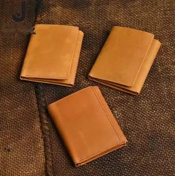 Мужской кошелек из натуральной кожи с защитой от кражи: Небольшой дефект, несколько отделений для карт и ультратонкий карман для монет Genuine Leather