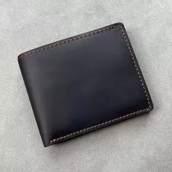 Мужской кошелек из натуральной кожи в стиле ретро ручной работы с карманом для монет на молнии, итальянские кожаные кошельки, мужские кофейный