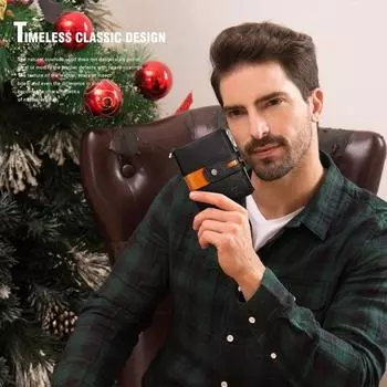 Мужской кошелек из натуральной кожи, винтажный минималистский кошелек для монет с двумя молниями, зажим для денег из высококачественной кожи as the picture