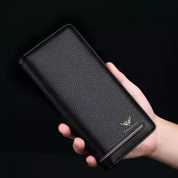 Мужской кошелек King Paul из натуральной кожи с защитой от кражи и длинной молнией