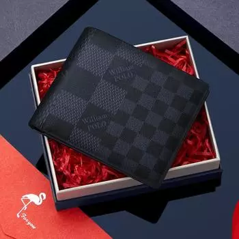 Мужской кошелек King Paul из натуральной кожи — короткий, высококачественный, первый слой коровьей кожи, держатель для карт, стильный для молодых людей чёрный