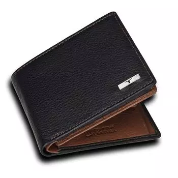 Мужской кошелек Kyle из черной/красной кожи - упакован в премиальную деревянную коробку