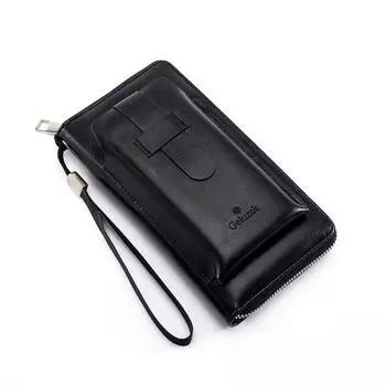 Мужской кошелек, многофункциональная сумка, трендовая личность, длинная молния, защита от кражи, мужской зажим для денег чёрный