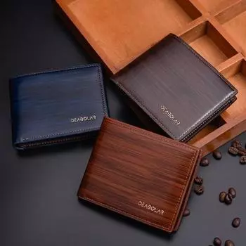 Мужской кошелек, однотонный, большой емкости, в деловом стиле, с несколькими отделениями, большой емкости, с металлической этикеткой, прочная портативная сумка для денег темно-синий