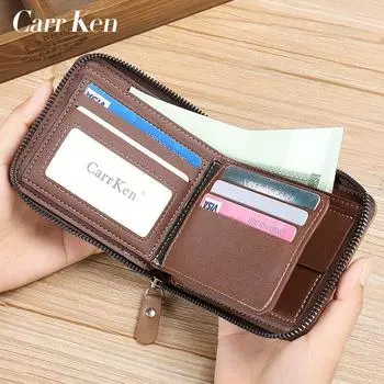 мужской кошелек ретро квадратная сумка на молнии кошелек для монет сумка для удостоверения личности мужской кошелек серый