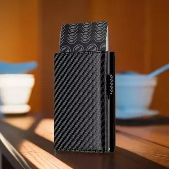 Мужской кошелек RFID Advanced Sensation металлический чехол для карт автоматическая эластичная карта углеродное волокно легкий и тонкий портативный чехол для карт чёрный