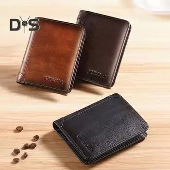 Мужской кошелек с блокировкой RFID, 3 в 1, искусственная кожа, 9 отделений для карт, 2 окошка для удостоверения личности, 2 отделения для наличных, короткий ретро-держатель для кредитных карт для путешествий, работы, вечеринок коричневый