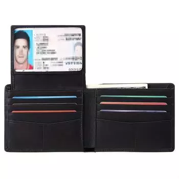 Мужской кошелек с блокировкой RFID, кожаный кошелек из углеродного волокна, тонкий двойной кошелек, держатель для кредитных карт, карманный кошелек чёрный