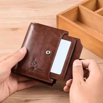 Мужской кошелек с множеством отделений для карт, антиразмагничивающий, из искусственной кожи, портативный держатель для денег коричневый