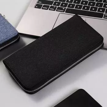 Мужской кошелек с несколькими слотами и большой емкостью, холщовый кошелек для карт, наличный кошелек на молнии, деловая сумка серый