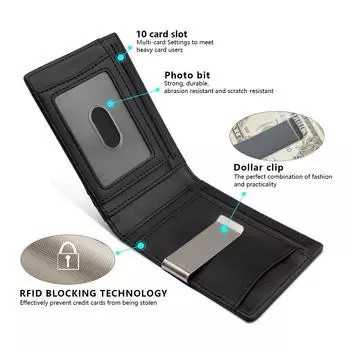 Мужской кошелек с зажимом для доллара, ультратонкий, скидка 20% на мужскую деловую сумку, щетка из углеродного волокна, защищающая от краж, многоразовый зажим для карт