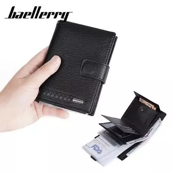 Мужской кошелек средней длины с застежкой-молнией и карманом для монет, многофункциональный держатель для карт и купюр