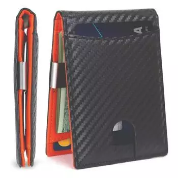 Мужской кошелек ультратонкий с блокировкой RFID и окошком для удостоверения личности, 9 карманов для кредитных карт, большая вместимость, искусственная кожа, портативный деловой кошелек чёрный