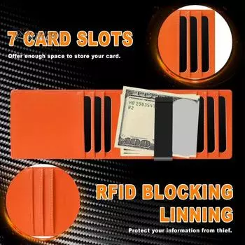 Мужской кошелек ультратонкий с блокировкой RFID и окошком для удостоверения личности, 9 карманов для кредитных карт, большая вместимость, искусственная кожа, портативный деловой кошелек чёрный