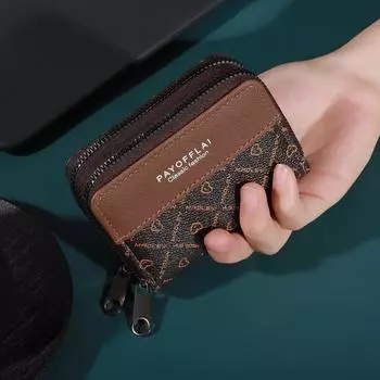 Мужской кошелек в стиле ретро - Классический двойной сгиб с застежкой-молнией, зажимом для карт и карманом для монет - Прочная искусственная кожа, доступен в нескольких цветах