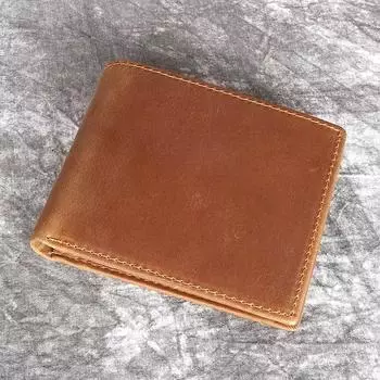 Мужской кошелек в стиле ретро с карманом для монет из натуральной коровьей кожи, кошелек Crazy Horse для мужчин, подарочный кошелек для денег и карт с фотографией для монет оранжевый