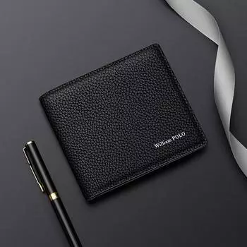 Мужской кошелек WILLIAMPOLO, держатель для удостоверений личности, роскошный брендовый кожаный мужской кошелек, кошелек для карт, мужские кошельки, праздничные подарки P24QB003 One Size чёрный