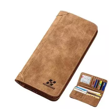 Мужской кошелек, винтажный, из искусственной кожи, матовый, длинный, с карманом для монет, мужской кошелек, держатель для удостоверения личности, сумка для денег серый