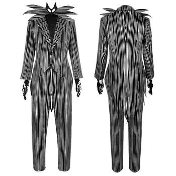 Мужской костюм Хэллоуин Рождество Косплей Полосатые брюки с бабочкой XL чёрный