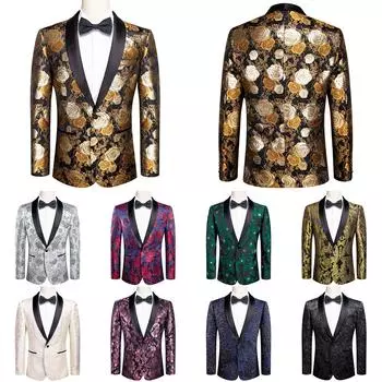 Мужской костюм Hi-Tie, роскошный элегантный смокинг с золотым цветком, жилет, пальто, стандартная посадка 2XL