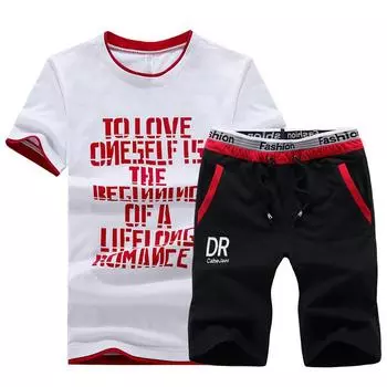 Мужской костюм, комплект из двух предметов, повседневный спортивный костюм для бега и фитнеса XXL красный