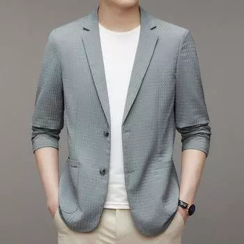 Мужской костюм, летний, тонкий, ледяной, шелковый, деловой, повседневный, солнцезащитный костюм, высококачественный, тонкий, формальный пиджак M