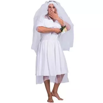 Мужской костюм невесты, трансвестита, жениха, вечерние, забавный комедийный костюм, белый One size белый