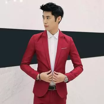 Мужской костюм, пальто, приталенный однотонный деловой пиджак, пиджак на одной пуговице с карманами для M чёрный