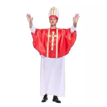 Мужской костюм папы римского для взрослых на Хэллоуин, библейские одеяния священника One Size