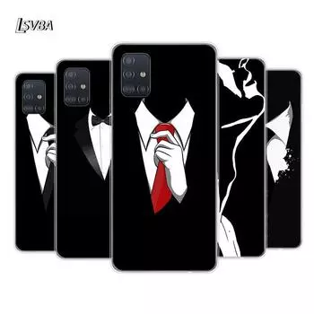 Мужской костюм рубашка галстук для Samsung Galaxy A01 A11 A12 A22 A21S A31 A41 A42 A51 A71 A32 A52 A72 A02S мягкий чехол для телефона Samsung A01