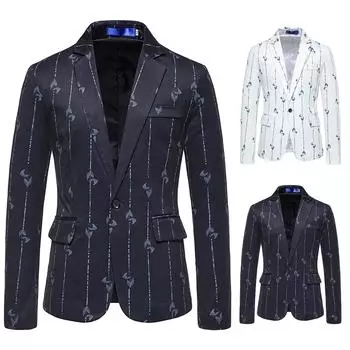 Мужской костюм с принтом, куртка, вечеринка, выпускной, свадьба, стильный смокинг XXL чёрный