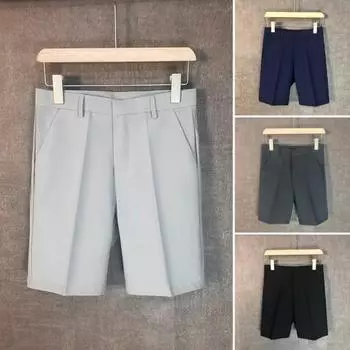 Мужской костюм, шорты со средней посадкой, на молнии с карманами, прямые широкие шорты, однотонные повседневные шорты, уличная одежда 31 темно-синий