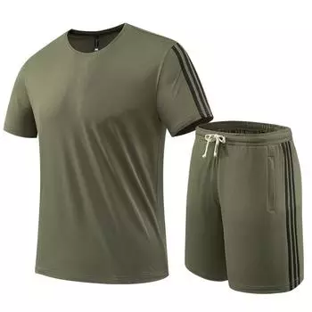 Мужской костюм-тройка для отдыха плюс размер, спорт на открытом воздухе, путешествия, групповая покупка, коллективные шорты, комплект из двух предметов с короткими рукавами L чёрный