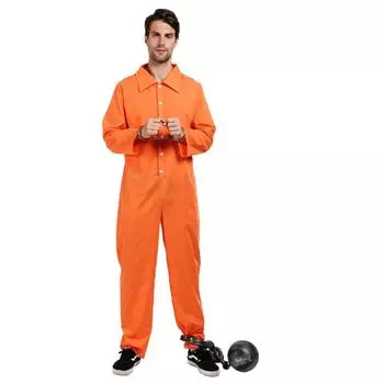 Мужской костюм заключенного, карнавальный костюм преступника-грабителя, комбинезон, рубашка заключенного, карнавальный костюм на Хэллоуин для взрослых S оранжевый
