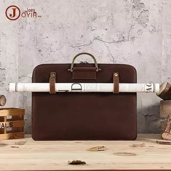 Мужской кожаный деловой портфель Crazy Horse размером 17 дюймов – натуральная кожа, многофункциональный, сумка для ноутбука 17 inch коричневый