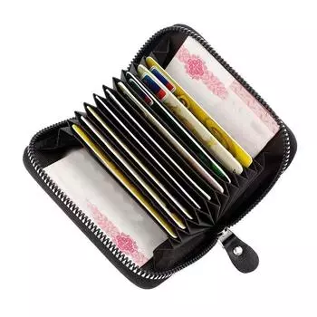 Мужской кожаный кошелек большой емкости, прочный кошелек на молнии, ретро-кошелек для мужчин чёрный