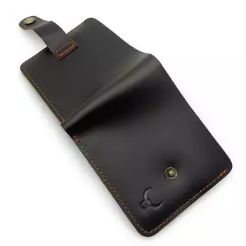 Мужской кожаный кошелек ручной работы с карманом для монет Дизайнерский мужской кошелек из натуральной кожи с карманом для монет оранжевый