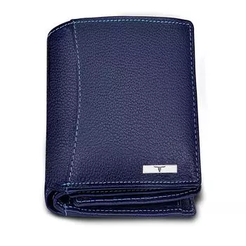 Мужской кожаный кошелек синего цвета