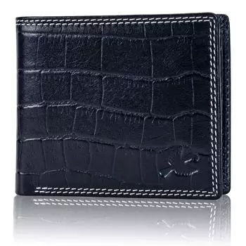 Мужской кожаный кошелек Stella синего цвета с RFID-блокировкой и принтом синий