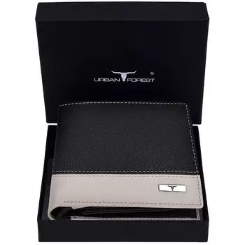 Мужской кожаный кошелек URBAN FOREST Seattle черного/песочного цвета