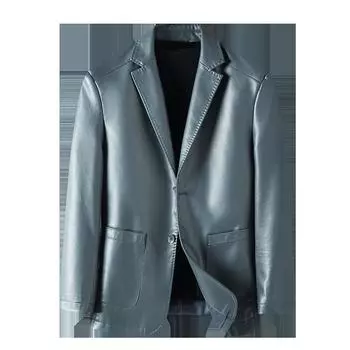 Мужской кожаный костюм из натуральной кожи, осенне-зимний, красивый костюм, мужская куртка с воротником, модный мужской костюм из овчины 170