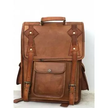 Мужской кожаный мужской рюкзак в деревенском стиле, винтажная сумка, рюкзак для ноутбука, сумки 12 x 16 in коричневый