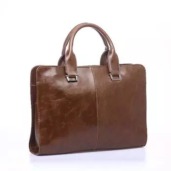 Мужской кожаный портфель Crazy Horse, пригородная сумка в стиле ретро, деловая сумка через плечо большой вместимости, 14-дюймовая компьютерная сумка 38cm*8cm*27cm чёрный