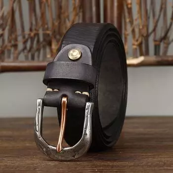 Мужской кожаный ремень Amekaji American Retro Manual из утолщенной коровьей кожи с пряжкой из нержавеющей стали, мужской ремень из натуральной кожи 100cm